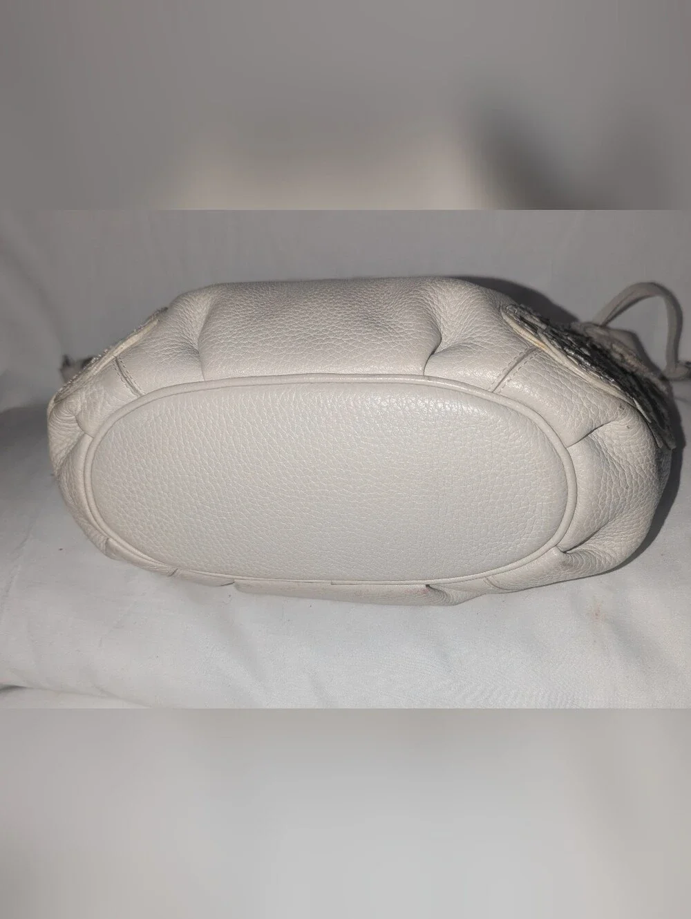 Brighton Off White Nikki Leather Shoulder Bag with Floral  Applique Heart Charm